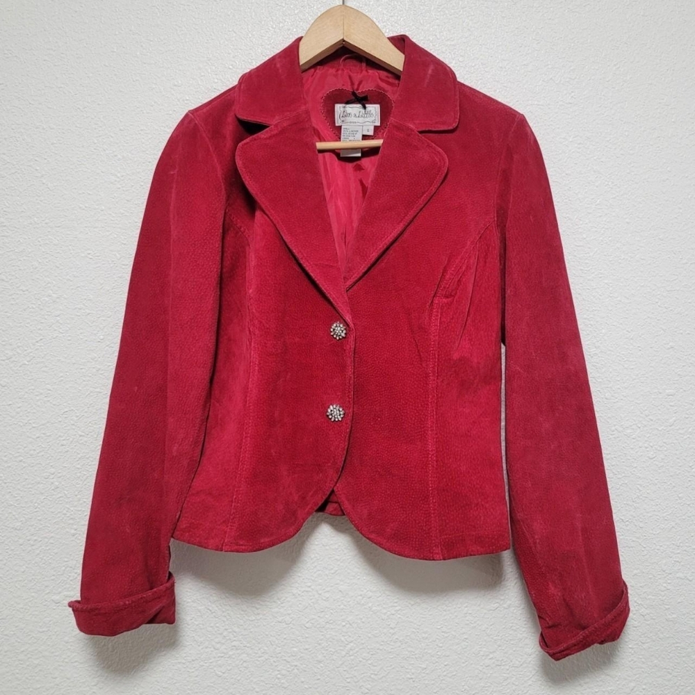 Vintage Cropped Red Suede Jacket